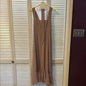 Show Me Your MuMu Taupe Tie-Neck Maxi Dress